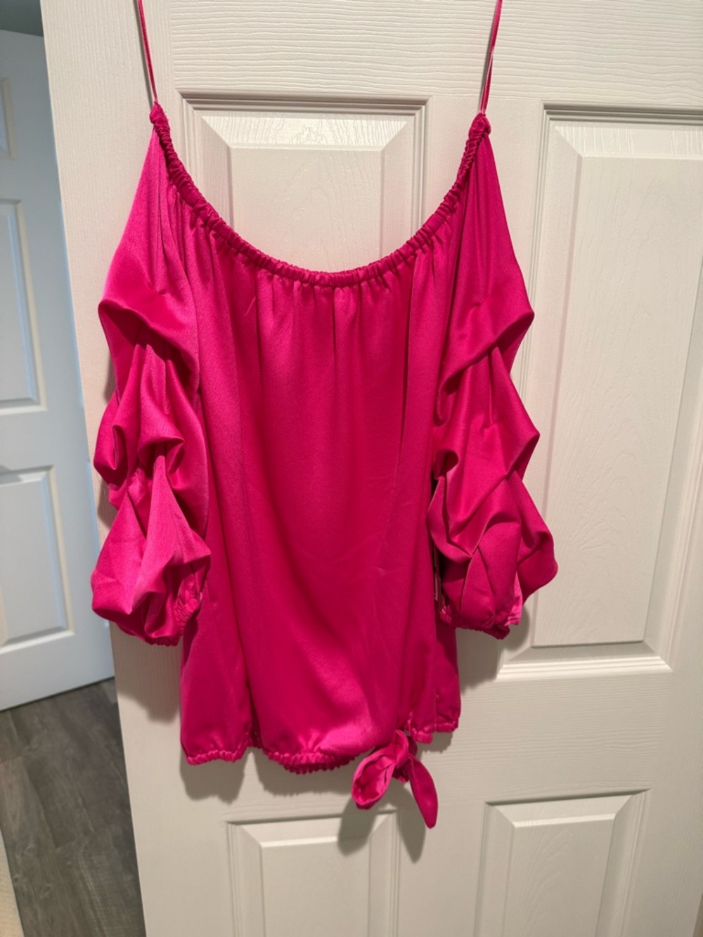 Vince Camuto Hot Pink Off-Shoulder Ruffle Sleeve Top